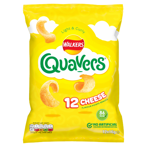 WALKERS QUAVERS CHEESE SNACKS 12PK 16G