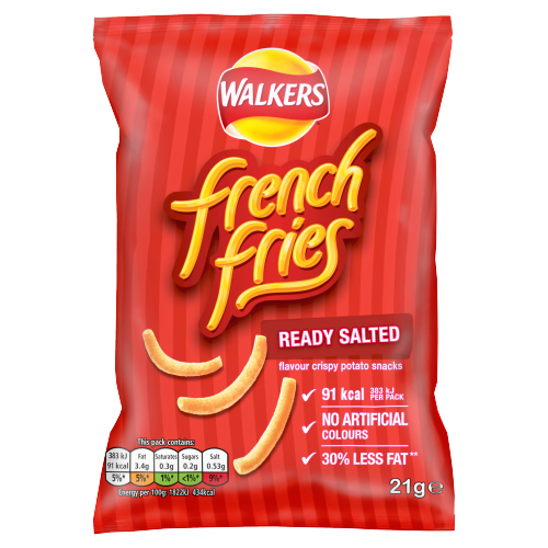 WALKERS FRENCH FRIES READY SALTED SNACKS 21G