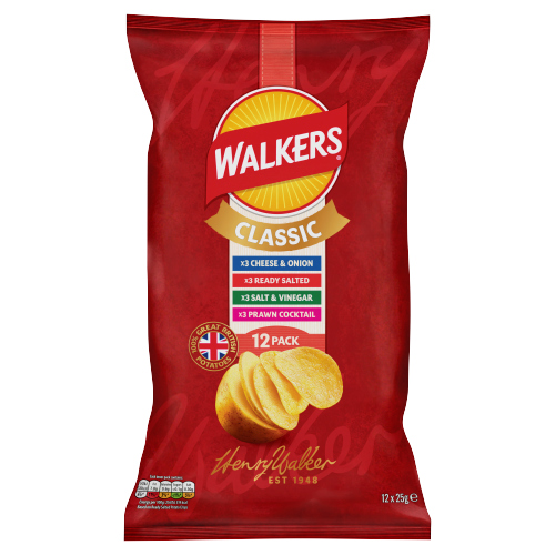 WALKERS CLASSIC VARIETY CRISPS 12PK 25G