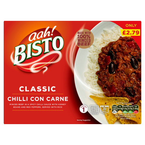 BISTO CLASSIC CHILLI CON CARNE PMP £2.79 375G