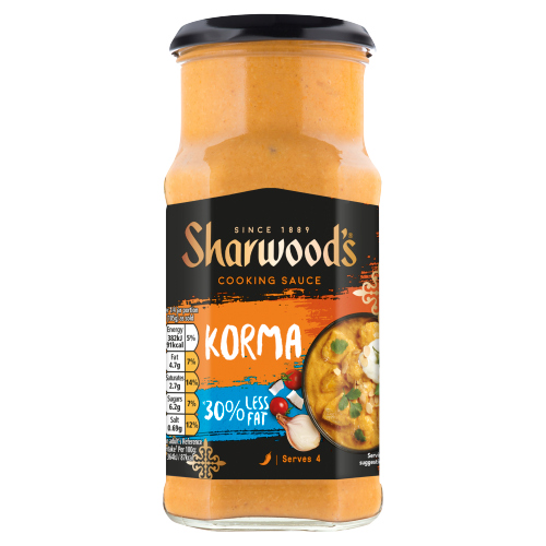 SHARWOOD'S KORMA 30% LESS FAT CURRY SAUCE 420G/NFEU/