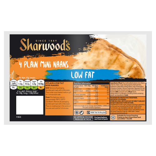 SHARWOOD'S PLAIN LOW FAT MINI NAANS 260G