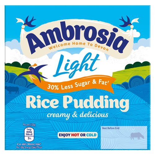 AMBROSIA READY TO EAT LIGHT RICE PUDDING POTS 4PK 125G