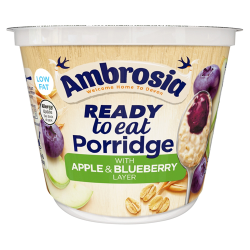 AMBROSIA READY TO EAT PORRIDGE WITH APPLE & BLUEBERRY LAYER 210G
