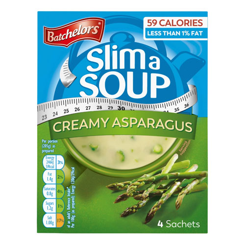 BATCHELORS SLIM A SOUP CREAMY ASPARAGUS 4 SACHETS 59G