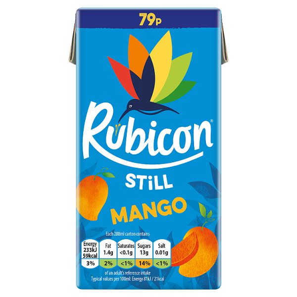 RUBICON STILL MANGO JUICE PMP 79P 288ML
