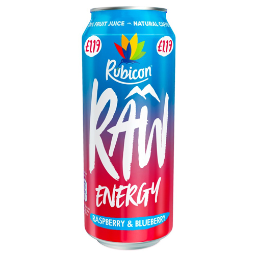 RUBICON RAW ENERGY RASPBERRY BLUEBERRY PMP £1.19 500ML