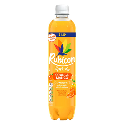 RUBICON SPRING SPARKLING ORANGE MANGO PMP £1.19 500ML