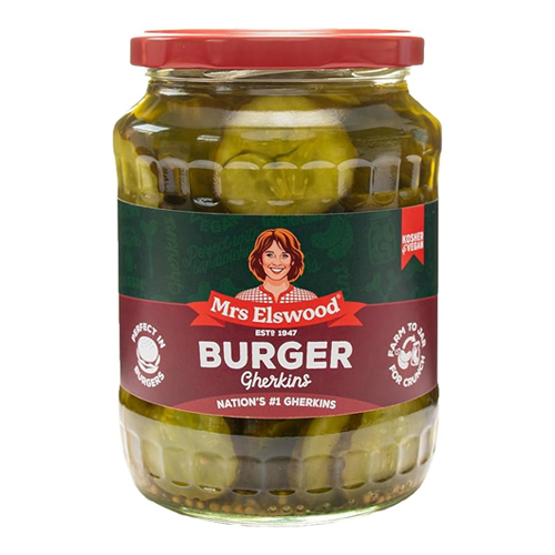 MRS ELSWOOD BURGER GHERKINS 330G