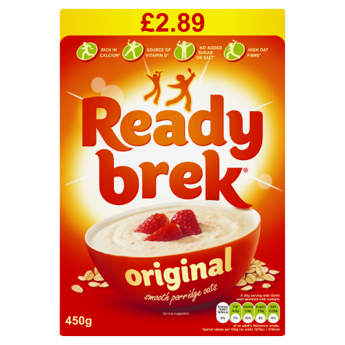 READY BREK ORIGINAL SMOOTH PORRIDGE OATS PMP £2.89 450G