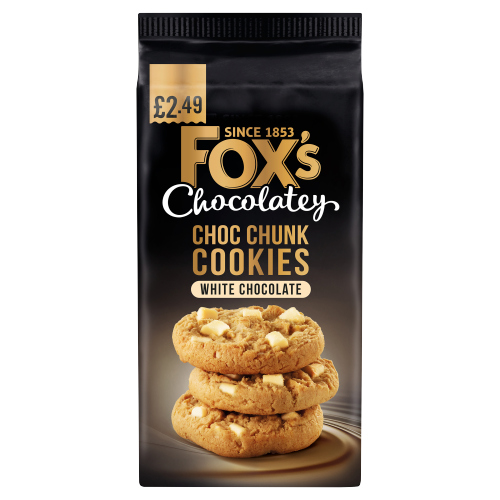 FOX'S CHOCOLATEY CHOC CHUNK COOKIES WHITE CHOCOLATE PMP £2.49 180G