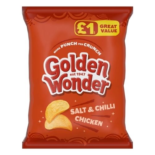 GOLDEN WONDER SALT & CHILLI CHICKEN CRISPS PMP £1.00 57G