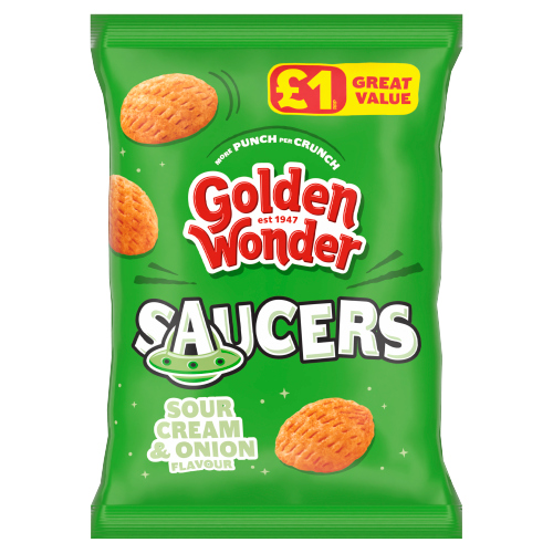 GOLDEN WONDER SAUCERS SOUR CREAM & ONION PMP £1.00 40G
