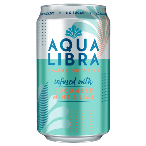 AQUA LIBRA SPARKLING WATER CUCUMBER, MINT & LIME CAN 330ML