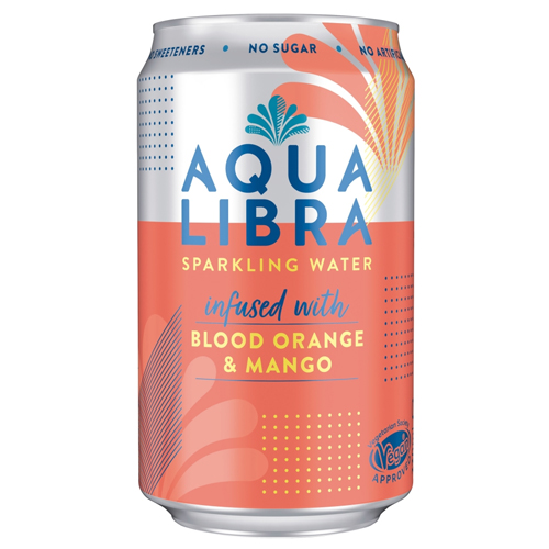 AQUA LIBRA SPARKLING WATER BLOOD ORANGE & MANGO CAN 330ML