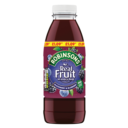 ROBINSONS RTD BLACKBERRY & BLUEBERRY PMP £1.09 PET 500ML