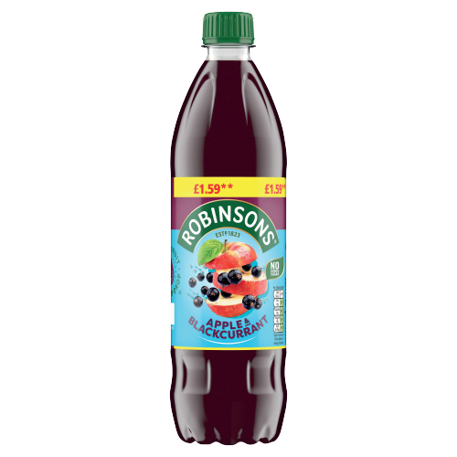 ROBINSONS APPLE & BLACKCURRANT NAS SQUASH PMP £1.59 750ML