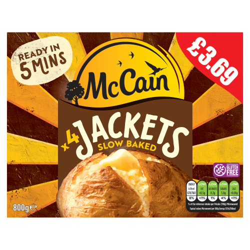 MCCAIN 4 SLOW BAKED JACKETS PMP £3.69 800G