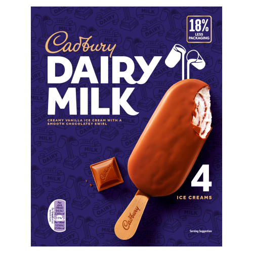 CADBURY DAIRY MILK ICE CREAMS 4 X 90ML (360ML)