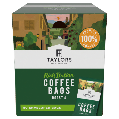 TAYLORS OF HARROGATE COFFEE BAGS  RICH ITALIAN GROUND COFFEE BAGS  80S