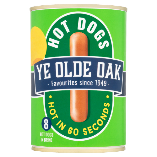 YE OLDE OAK 8 HOT DOGS IN BRINE PMP £1.50 400G