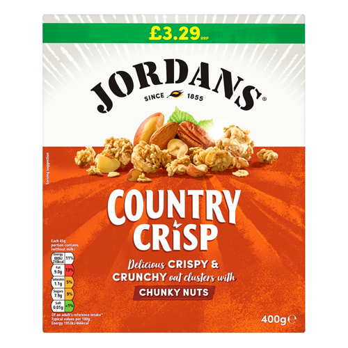 JORDANS COUNTRY CRISP CHUNKY NUTS PMP £3.29 400G