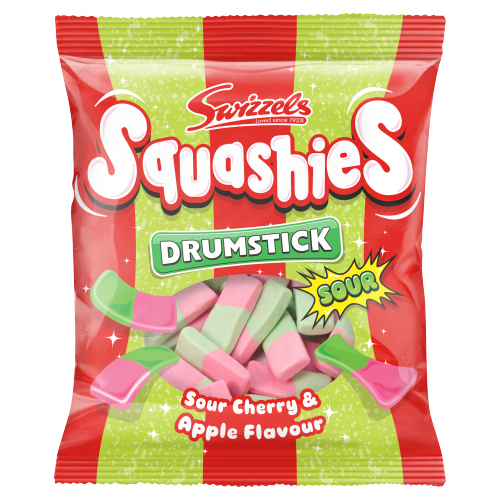 SWIZZELS DRUMSTICK SQUASHIES SOUR CHERRY & APPLE POUCH 140G