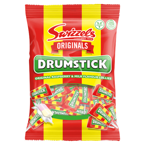 SWIZZELS DRUMSTICK ORIGINAL RASPBERRY & MILK FLAVOUR LOLLIES 120G