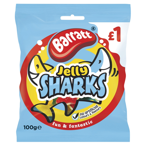 BARRATT FUN & FANTASTIC JELLY SHARKS PMP £1.00 100G