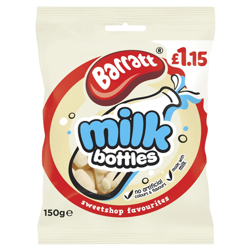 BARRATT  SWEET SHOP MILK BOTTLES PMP £1.15 150G