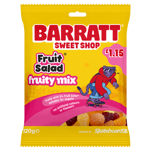 BARRATT SWEET SHOP FRUIT SALAD FRUITY MIX PMP £1.15 120G