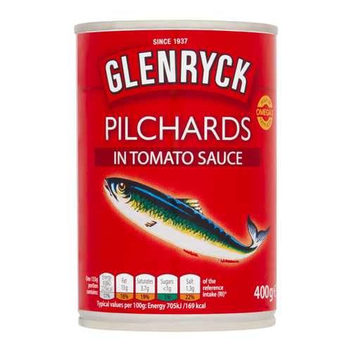 GLENRYCK PILCHARDS IN TOMATO SAUCE 400G