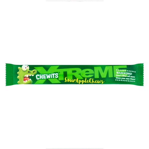 CHEWITS EXTREME SOUR APPLE STICK PACK 34G