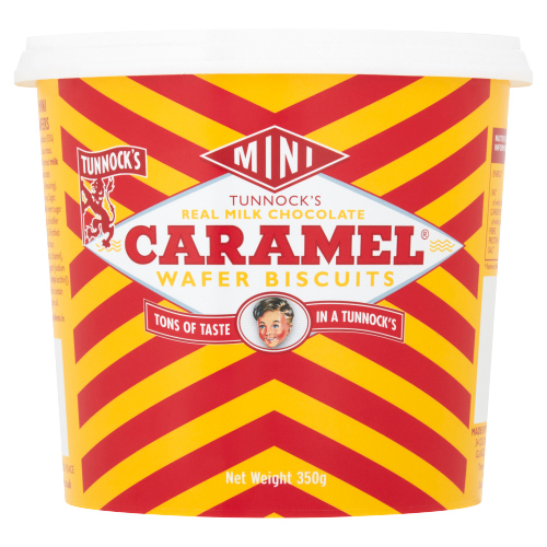 TUNNOCKS MINI CARAMEL WAFERS TUB 350G