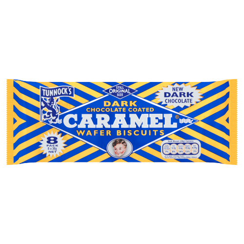 TUNNOCKS DARK CHOCOLATE CARAMEL WAFERS 240G