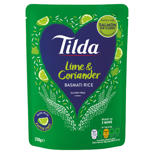 TILDA MICROWAVE LIME AND CORIANDER BASMATI RICE 250G