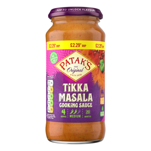 PATAK'S TIKKA MASALA COOKING SAUCE PMP £2.29 450G