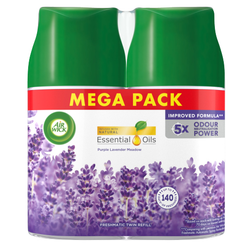 AIRWICK PURPLE LAVENDER MEADOW FRESHMATIC TWIN REFILL 250ML