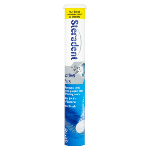 STERADENT ACTIVE PLUS DENTURE CLEANER MENTHOL TABS 30S