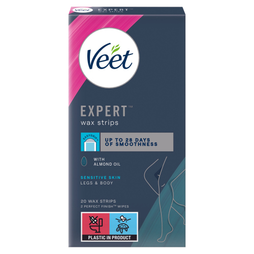 VEET EXPERT WAX STRIPS LEGS SENSITIVE 6X 20S