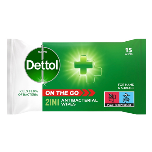 DETTOL ON THE GO 2IN1 ANTIBACTERIAL WIPES 15S