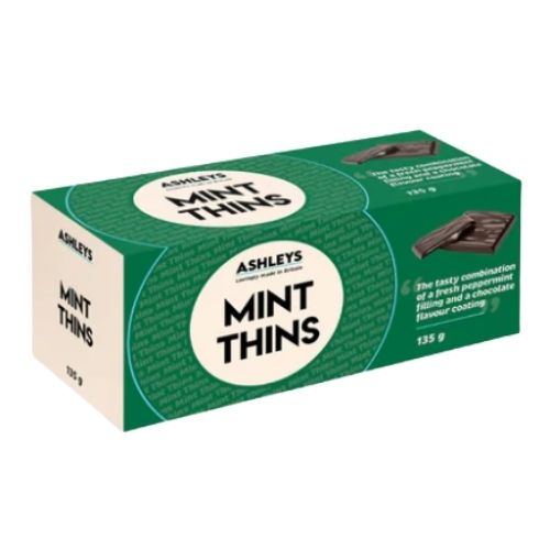 ASHLEYS MINT CREAM THINS 135G