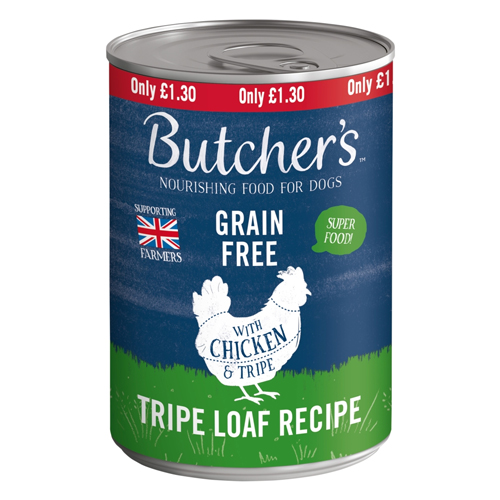 BUTCHERS CHICKEN & TRIPE DOG FOOD TIN PMP £1.30 400G