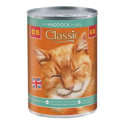 BUTCHERS CLASSIC WITH HADDOCK IN JELLY PMP£1.15 CAN 400G