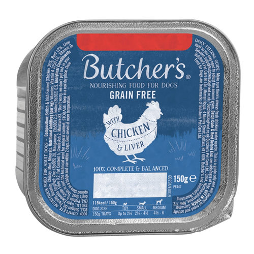 BUTCHERS CHICKEN & LIVER DOG FOOD TRAY PMP £1.00 150G