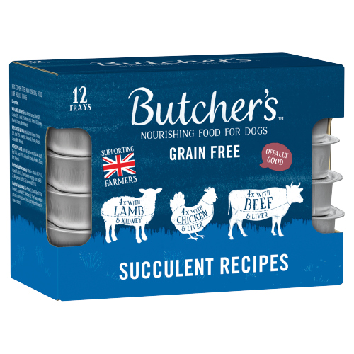 BUTCHERS SUCCULENT RECIPES DOG FOOD TRAYS 12PK 150G