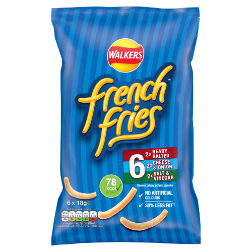 WALKERS FRENCH FRIES FLAVOUR CRISPY POTATO SNACKS 6PK 18G