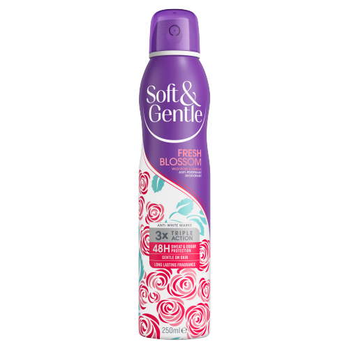 SOFT & GENTLE FRESH BLOSSOM WILD ROSE & VANILLA ANTI-PERSPIRANT DEODORANT 250ML