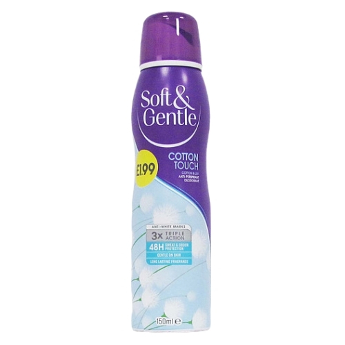 SOFT & GENTLE COTTON TOUCH SPRAY PMP £1.99 150ML