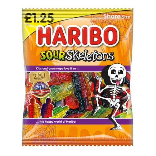 HARIBO SOUR SKELETONS PMP £1.25 140G